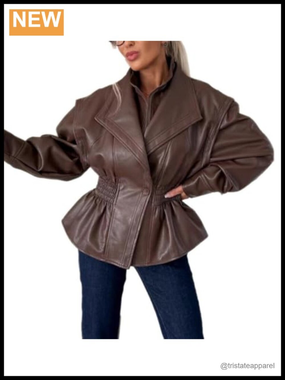 Faux Leather Long Sleeve Winter Jacket Women Going Out Vintage Y2k Streetwear